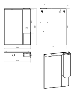 Зеркальный шкаф с подсветкой Misty Чегет 75см правый белый
